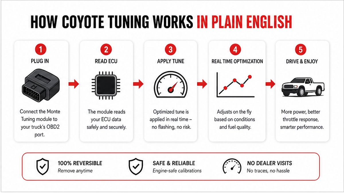 Workflow diagram: How Coyote tuning works in plain English