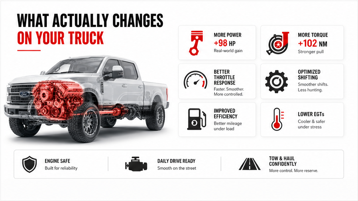 Infographic card: What actually changes on your truck